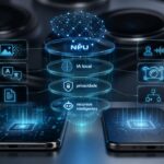 Comparação visual entre smartphones de 2026 destacando IA local, NPU e recursos inteligentes acima da câmera